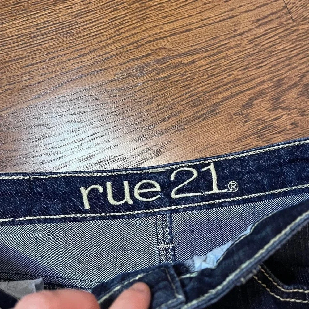 y2k dark wash low rise jean skirt size 3/4